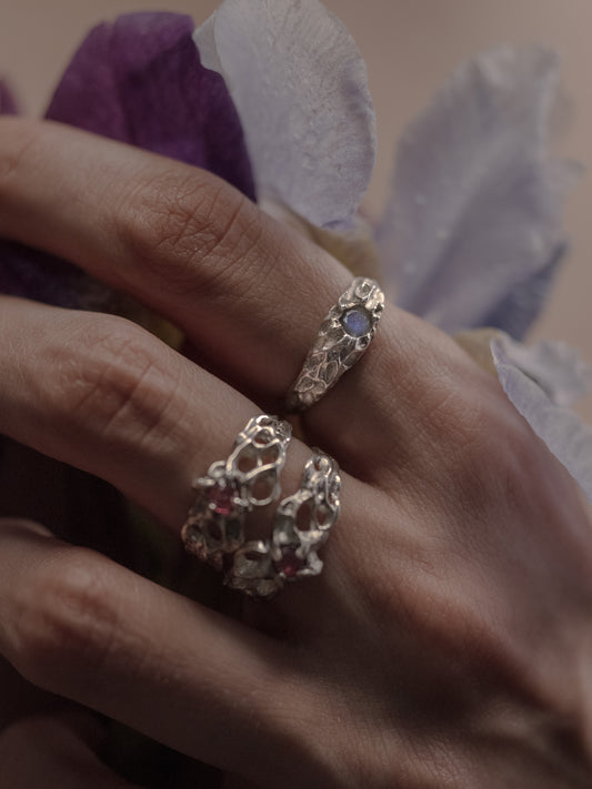 ZORZA | SREBRNY PIERŚCIONEK Z LABRADORYTEM