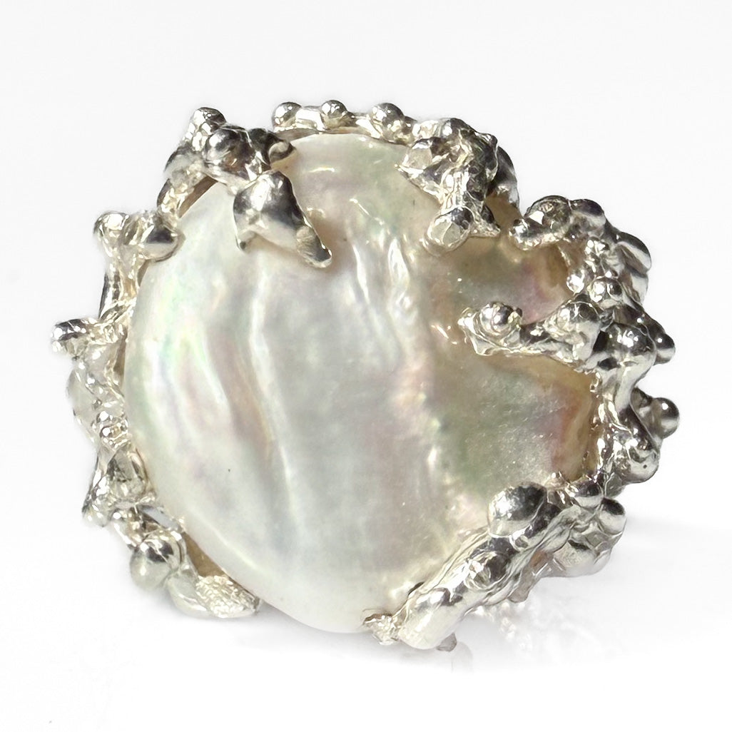 SREBRNY PIERŚCIONEK Z PERŁĄ NATURALNĄ