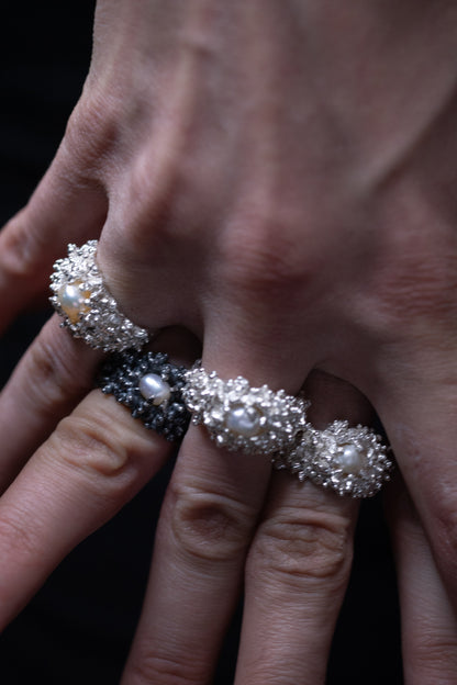 WHITE BUBBLEBATH | SREBRNY PIERŚCIONEK Z PERŁĄ NATURALNĄ