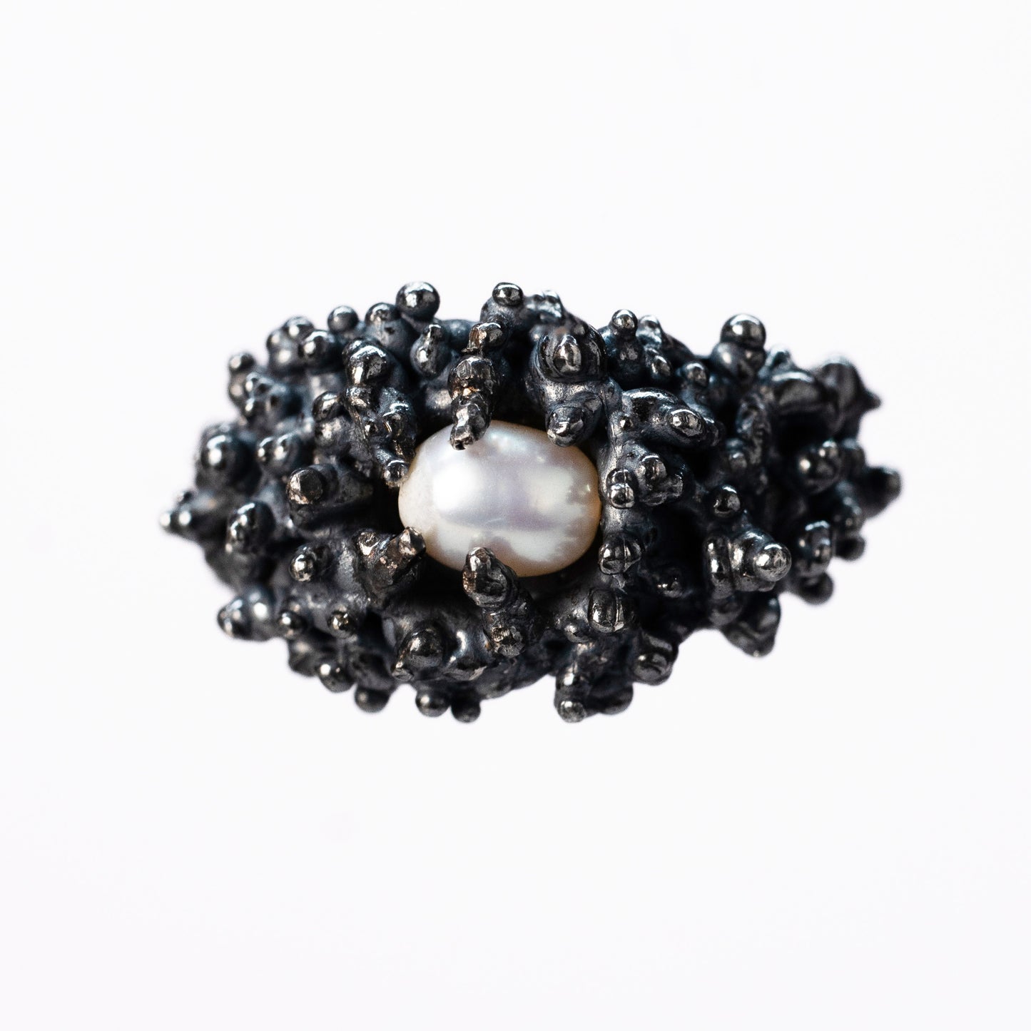 BLACK BUBBLEBATH | SREBRNY PIERŚCIONEK Z PERŁĄ NATURALNĄ